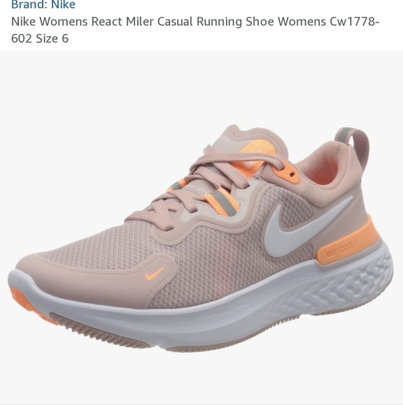 Nike Women's React Miler Casual Running Shoe - Pink and Orange - Picture 1 of 6